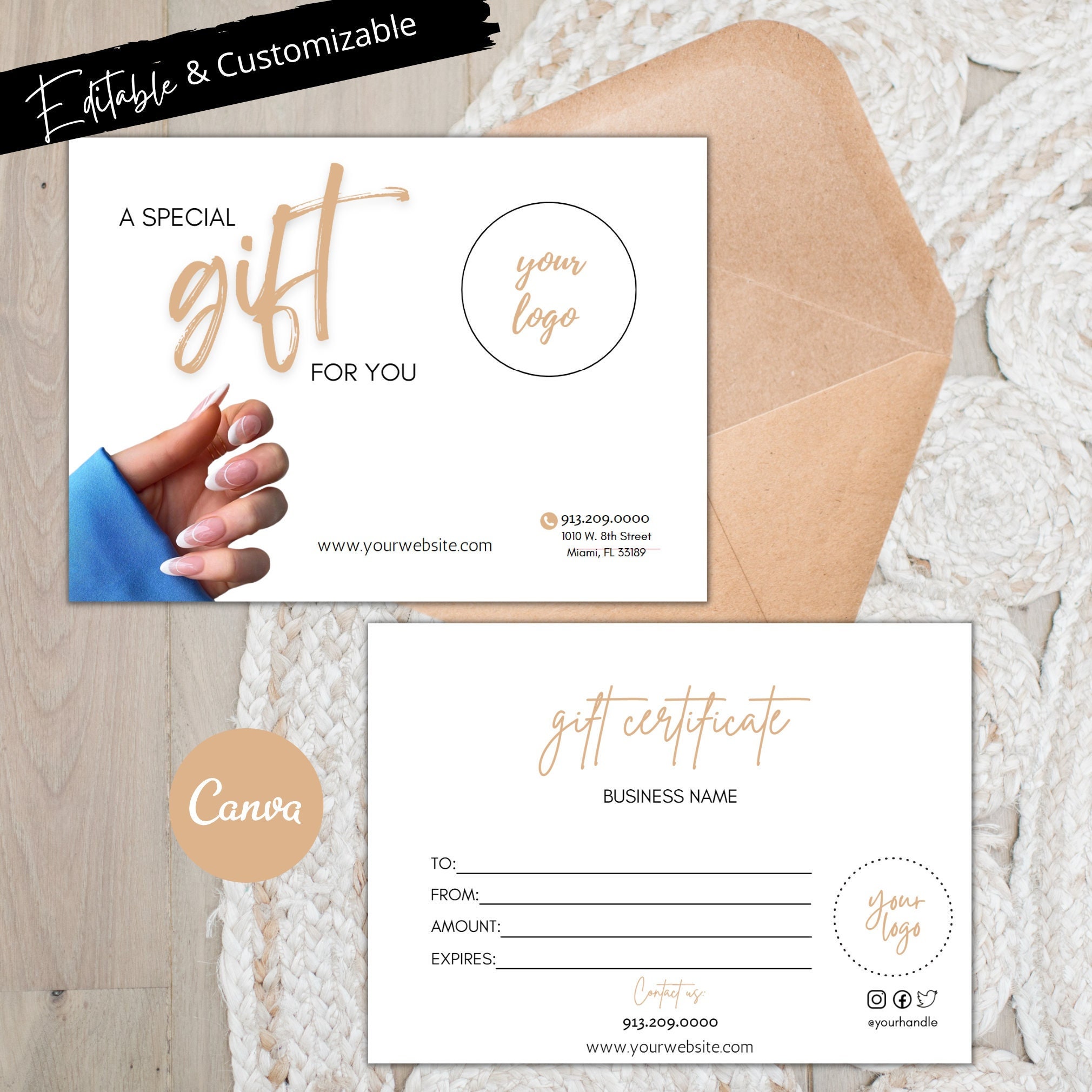 Nail Salon Gift Certificate Template Salon Gift Card Etsy Nail Salon Gift Certificate Template Salon Gift Card Etsy