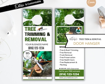 Tree Service Door Hanger Template: Arborist Landscaping Flyer (Canva Editable)
