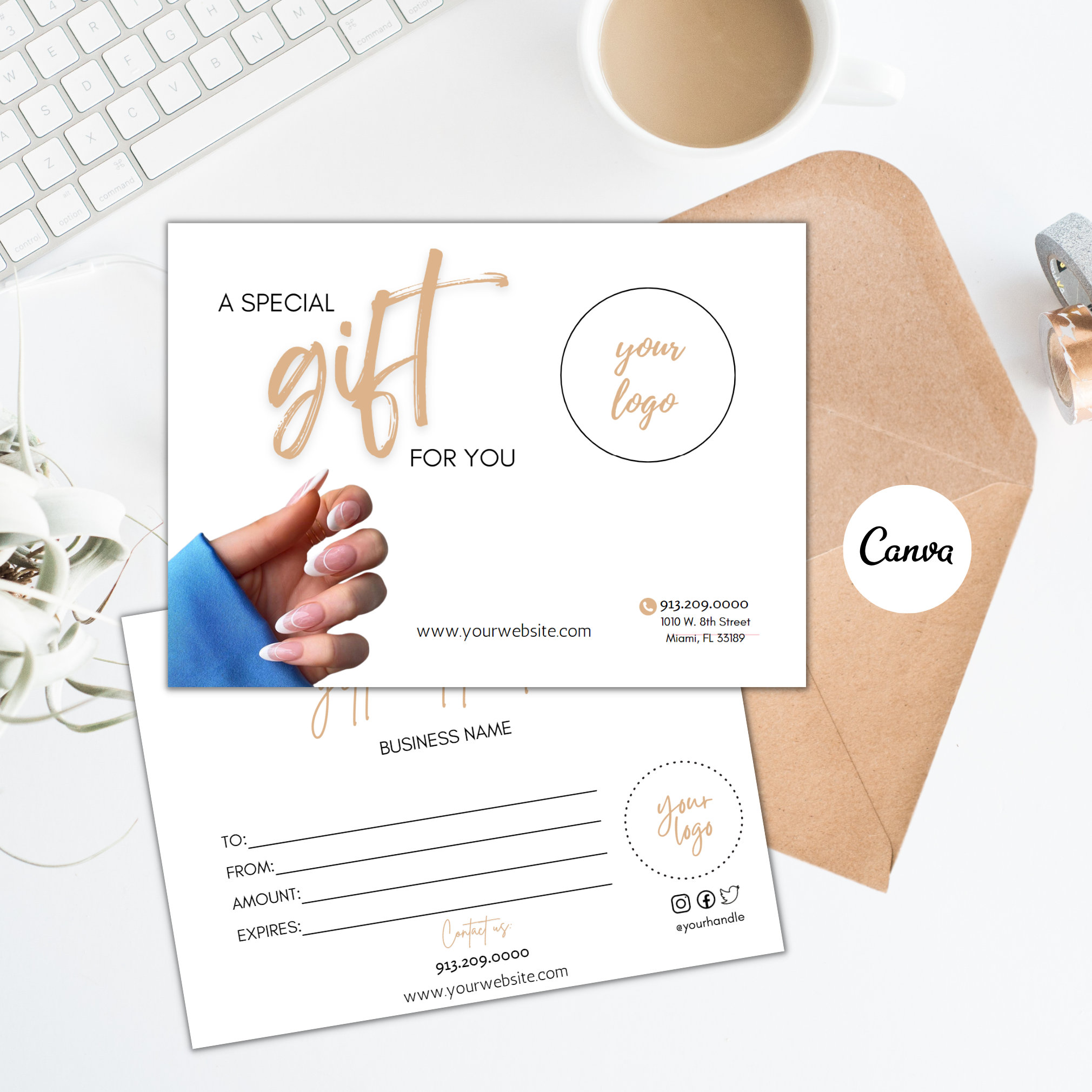 Nail Salon Gift Certificate Template Salon Gift Card Etsy