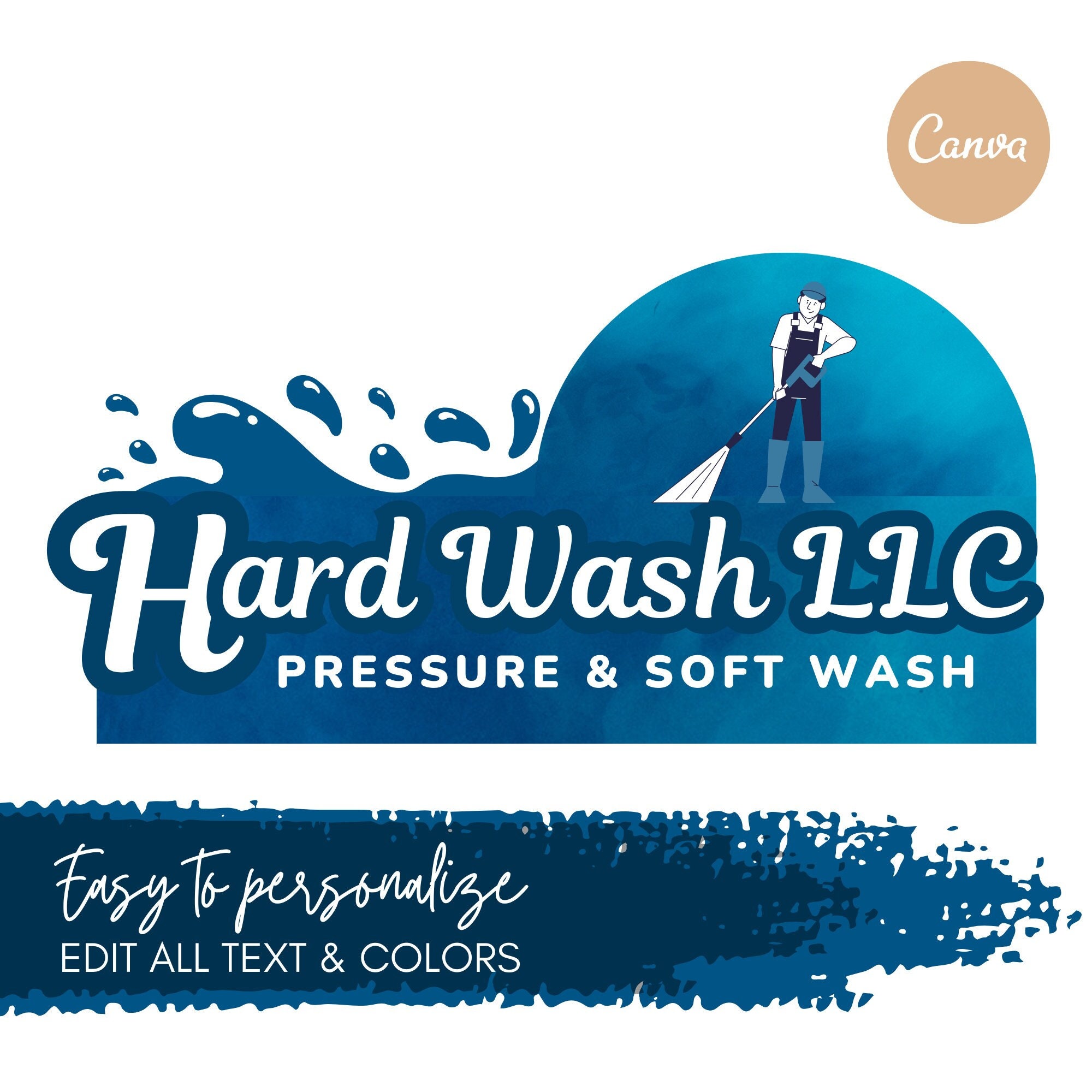 Editable Power Washing Logo Design: Pressure Washing Business Branding ...