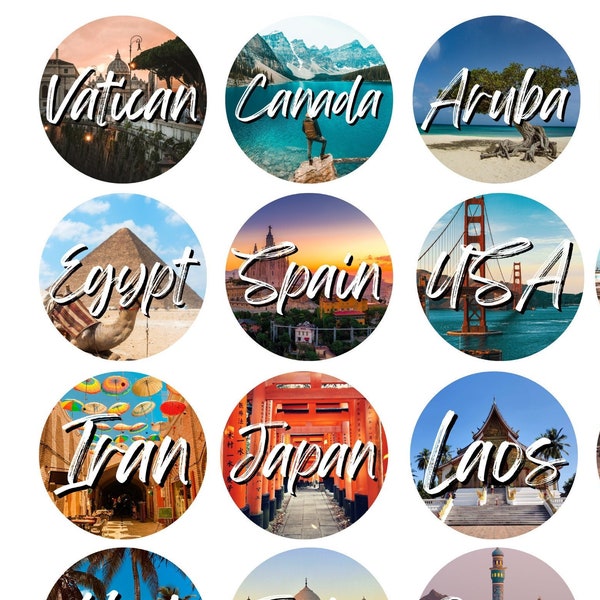 135 Country Instagram Story Highlight Covers, Travel Story Highlight Covers, Land Instagram Highlight Icons, Travel Blogger IG Highlights