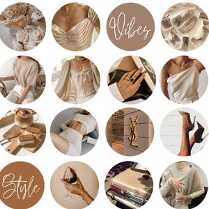 Aesthetic Instagram Highlight Covers Canva, Beige Instagram Story Highlights, Brown Luxury Instagram Story Highlight Icons