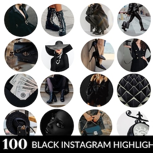 Black Instagram Highlight Covers, Luxury Instagram Highlights, Dark Instagram Story Highlight Icons, Aesthetic IG Highlights, IG Story Cover