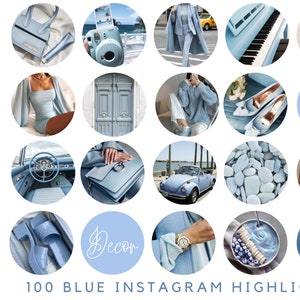 Portadas para historias destacadas de Instagram, íconos azules para historias destacadas de Instagram, historias destacadas estéticas de Instagram, portadas para historias de Instagram Canva