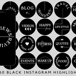 Instagram Highlight Covers, Black White Instagram Highlights, Minimalist Covers for Instagram Stories, Luxe Instagram Story Highlight Icons