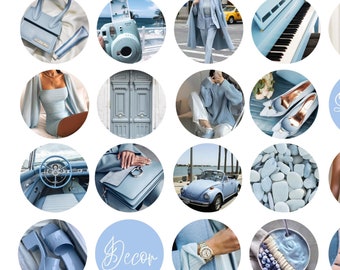 Portadas para historias destacadas de Instagram, íconos azules para historias destacadas de Instagram, historias destacadas estéticas de Instagram, portadas para historias de Instagram Canva