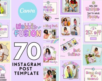 Pastel Instagram Post Template, Editable Purple Instagram Stories Canva, Colorful Social Media Template, Creative Instagram Feed Branding