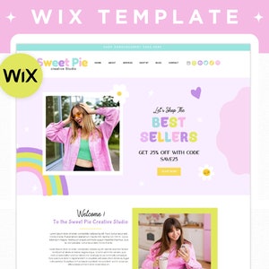 Wix Website Template, Colorful Wix Website Theme, Creative Wix Website Design, Pastel Wix Blogger Template, Pastel Playful Wix Shop Template