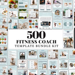 500 Fitness Template Pack, Health & Wellness Instagram Template, Fitness Instagram Template, Nutrition Template, Fitness Program eBook Canva