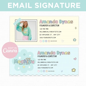 Pastel Email Signature Template Canva, Editable Cute Small Business Email Signature, Pastel Playful Gmail Outlook Email Signature Design