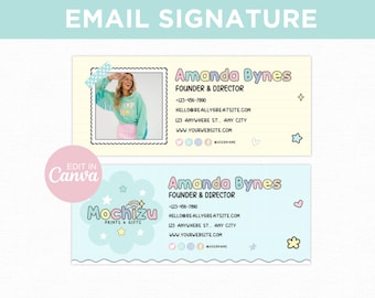 Pastel Email Signature Template Canva, Editable Cute Small Business Email Signature, Pastel Playful Gmail Outlook Email Signature Design