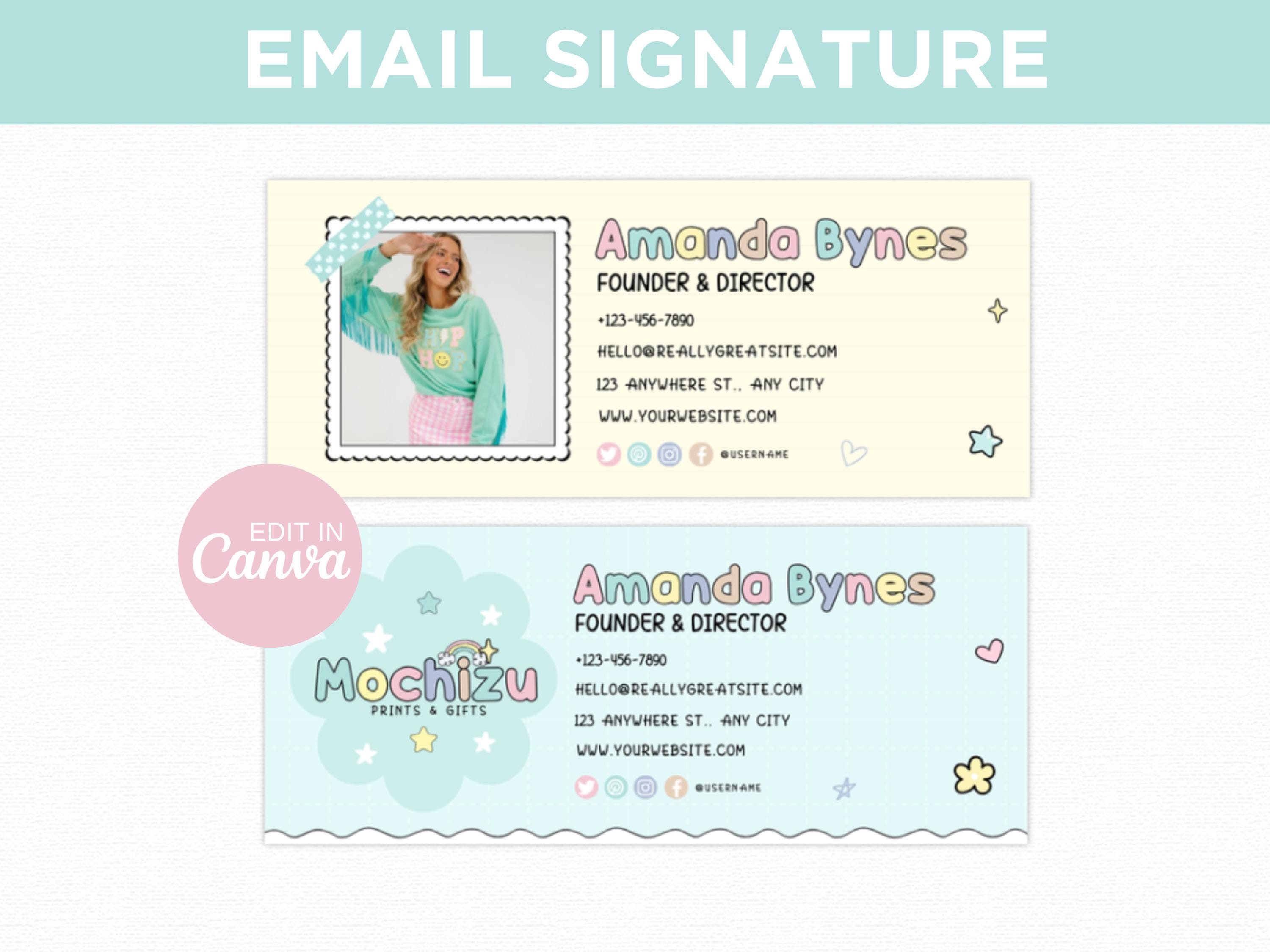 Pastel Email Signature Template Canva, Editable Cute Small Business ...