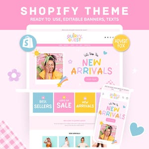 Tema Shopify colorato, modello di sito web Shopify per abbigliamento rosa, design femminile per negozio e-commerce, Shopify Premium 2.0, banner per negozio Shopify