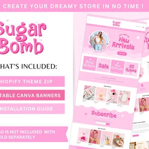 Pink Shopify Theme Boutique, Pastel Ecommerce Store Website Template, Feminine Shopify Banners Canva, Cute Custom Shopify Theme Clothing image 4