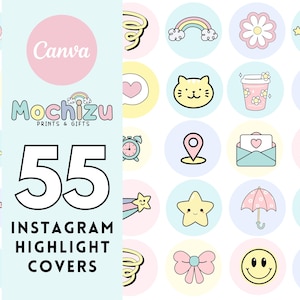 Pastel Instagram Highlight Covers: 55 Retro Story Icons (Digital Download)