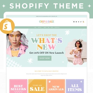 Pastel Shopify Theme, Customizable Shopify Banners Canva, Colorful Shopify 2.0 Website Template, Rainbow Feminine Shopify Boutique Store