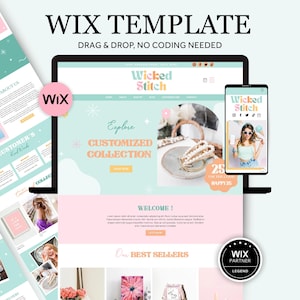 Colorful Wix Website Template, Wix Template for Ecommerce Store, Blogger, Modern Wix Online Store, Creative Pastel Wix Design Brand Agency
