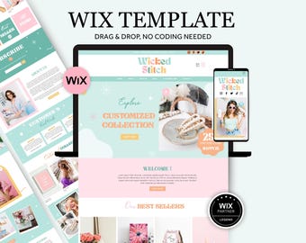 Kolorowy szablon witryny Wix, szablon Wix dla sklepu e-commerce, Blogger, nowoczesny sklep internetowy Wix, kreatywna agencja brandingowa w pastelowych kolorach Wix
