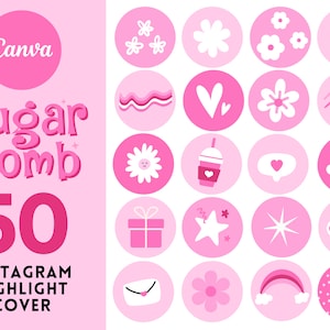Pink Retro Instagram Highlight Covers: 50 Groovy Story Icons (Digital Download)