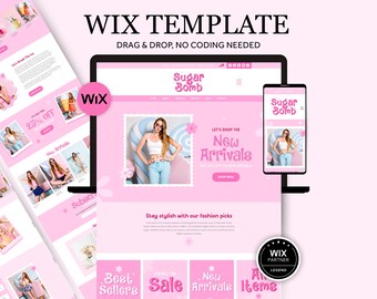 Pink Wix Website Template Boutique, Creative Wix Template for Ecommerce Store, Feminine Wix Online Shop, Pastel Website for Lifestyle Brands