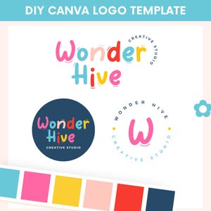 Pastel Rainbow Logo Template: DIY Small Business Branding (Canva)