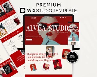 Bold Wix Studio Template Coaches, Wix One Page Website, Modern Wix Sales Page Service Agency, Red Social Media Manager Wix Website Design