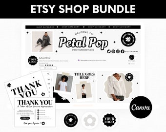 Etsy Shop Branding Kit Canva, Minimal Etsy Store Banner Templates, Editable Etsy Listing Design, Etsy Seller Design Bundle, Etsy Mockups