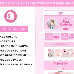 Pink Shopify Theme Boutique, Pastel Ecommerce Store Website Template, Feminine Shopify Banners Canva, Cute Custom Shopify Theme Clothing image 6