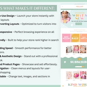 Tema Pastel para Shopify, plantilla de sitio web de comercio electrónico de moda arcoíris, banners editables en Canva imagen 8