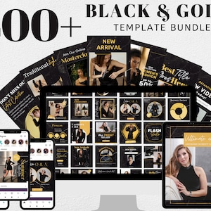 Schwarz und Gold Instagram Template Pack, Luxus Social Media Vorlage, Gold Marble Coaching Instagram Post Bundle Canva, Zitate für Instagram