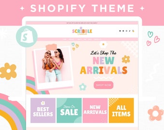 Rainbow Shopify-themasjabloon, kleurrijke Shopify-banners Canva, Shopify 2.0-sjabloon, roze Shopify Boutique Store, Shopify-websiteontwerp