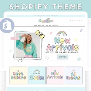 Pastel Shopify Theme Template, Customizable Shopify Banners Canva, Colorful Shopify 2.0 Website Template, Aesthetic Shopify Boutique Store
