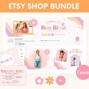 Etsy Shop Bundle, Bright Etsy Store Banner Templates, Etsy Listing Template Canva, Etsy Seller Branding Kit, Etsy Shop Branding Templates