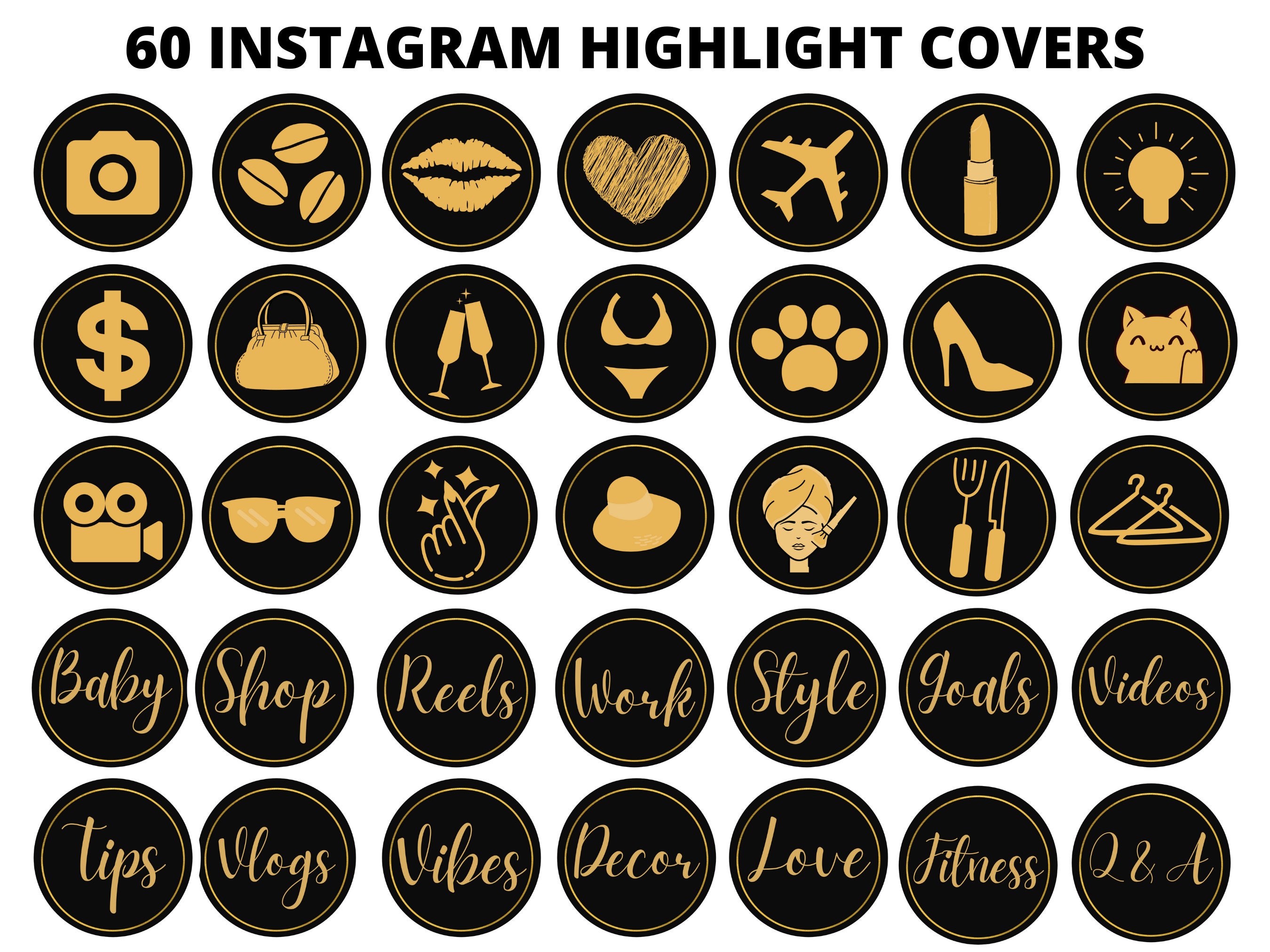 Black & Gold Instagram Template Pack, Luxury Social Media Template ...