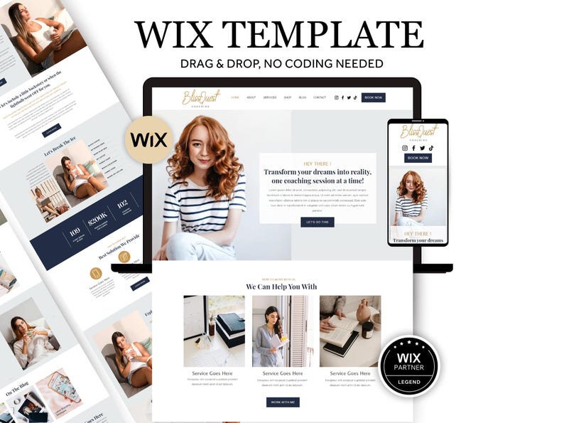 Minimalistische Wix-Website-Vorlage für Coaches, Therapeuten, Agenturen und Wix-Design-Service-Unternehmen Bild 1