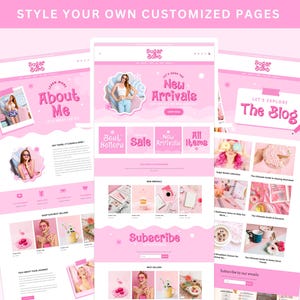 Pink Shopify Theme Boutique, Pastel Ecommerce Store Website Template, Feminine Shopify Banners Canva, Cute Custom Shopify Theme Clothing image 2