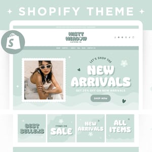 Pastel Shopstifte Theme, anpassbare Minimal Shoprise Banners Canva, minzgrüne Ästhetik Shopkette Vorlage für Boutique E-Handel