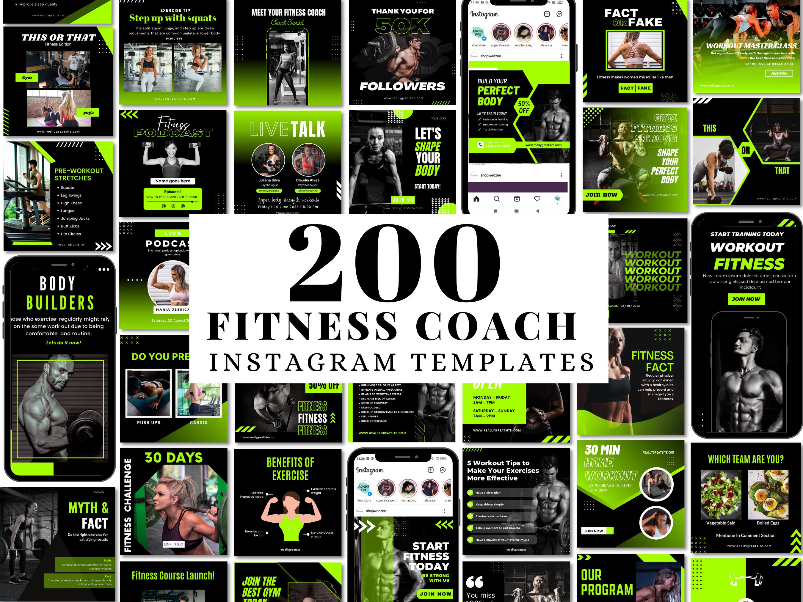 Fitness Coach Instagram Template, Fitness Social Media Posts, Nutrition Instagram Canva Template, Health & Wellness Coach Instagram Template