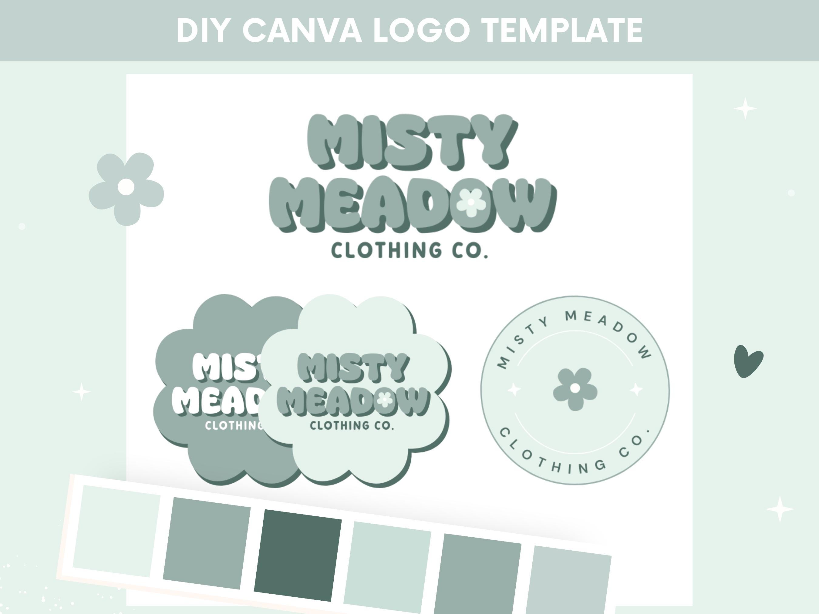 Pastell Logo Vorlage Canva, bearbeitbares Logo Design, DIY Canva Logo Vorlage, Mint Logo Design, Small Business Logo Vorlage, grünes Shop Logo