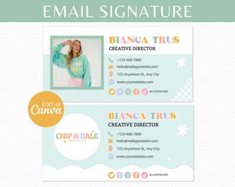 Pastel Email Signature Template Canva, Editable Email Signature Design, DIY Small Business Branding, Customizable E-mail Signature Template