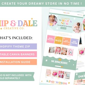 Tema Pastel para Shopify, plantilla de sitio web de comercio electrónico de moda arcoíris, banners editables en Canva imagen 4