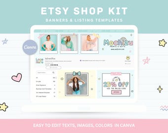 Etsy Shop Banner Template Canva, Pastel Etsy Store Branding Kit, Editable Listing Template Boutiques, Colorful Etsy Mockups, Etsy Banners