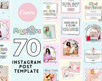 Pastel Instagram Post & Story Template kit Canva, Playful Instagram Stories, Editable Social Media Template, Cute Instagram Feed Branding