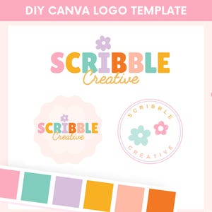 Colorful Logo Template, Pastel Logo Design, Small Business Logo Template, DIY Canva Logo Template, Boutique Logo Design, Editable Shop Logo