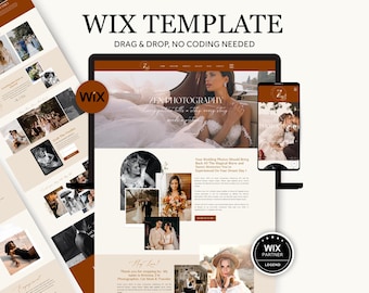 Boho Wix Photography Website Template, Portfolio for Wedding Photographer, Elegant Modern Wix Website Template, Premium Wedding Wix Template