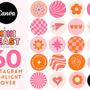 Retro Instagram Highlight Covers: Pink Groovy Icons (60 Ready To Use)