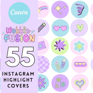 Retro Instagram Highlight Covers: 55 Groovy Story Icons (Digital Download)