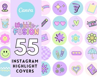 Retro Instagram Highlight Covers, Playful Instagram Story Icons, Pastel Covers for Instagram Stories, Purple Groovy Small Business Branding