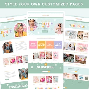Tema Pastel para Shopify, plantilla de sitio web de comercio electrónico de moda arcoíris, banners editables en Canva imagen 2