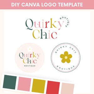 Retro Logo Template Canva: DIY Boutique Logo Design (Digital Download)